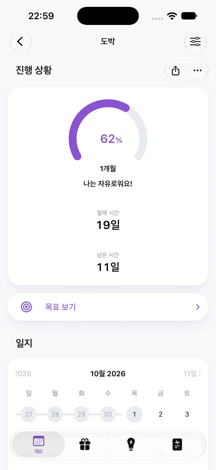 Quitzilla의 도박 진행 상황 화면