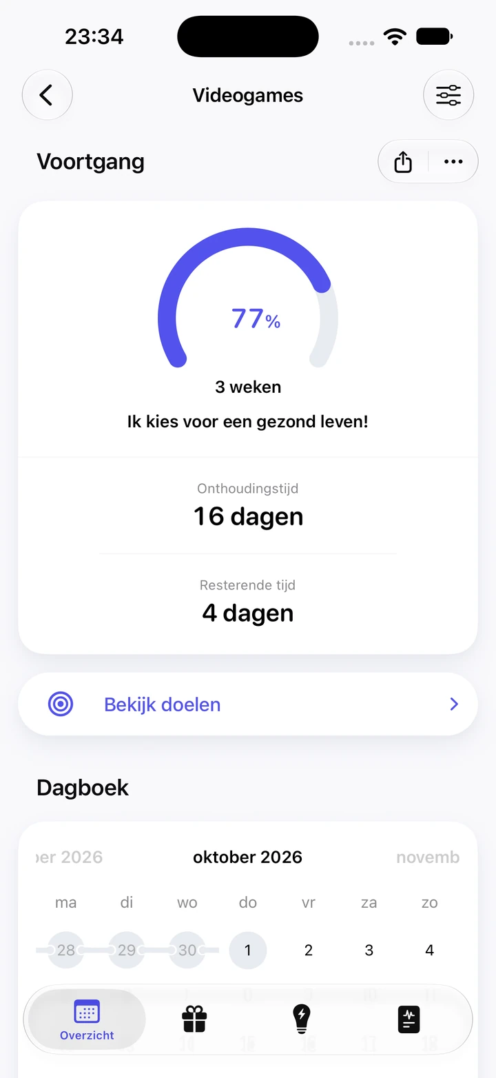 Voortgangsscherm van Quitzilla: Videogames