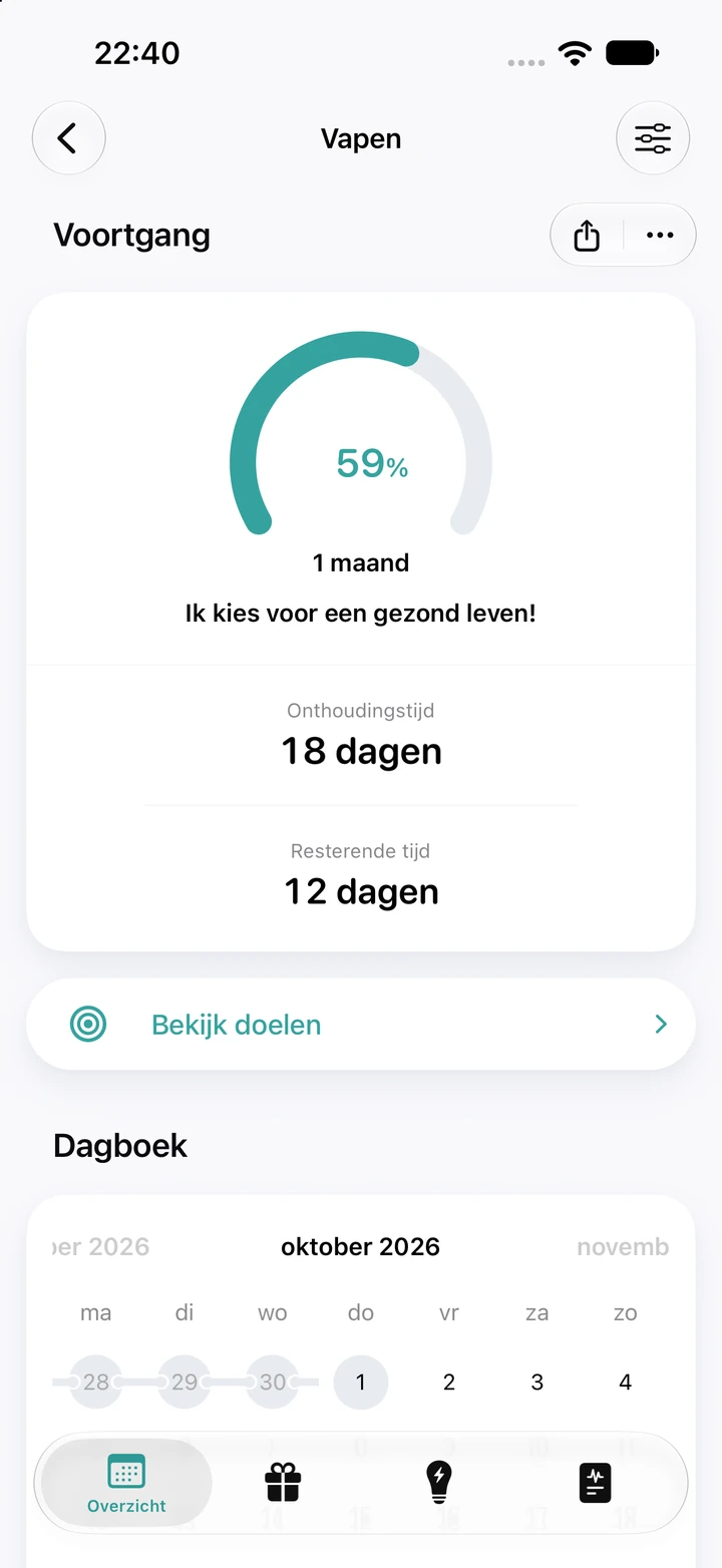 Voortgangsscherm van Quitzilla: Vapen