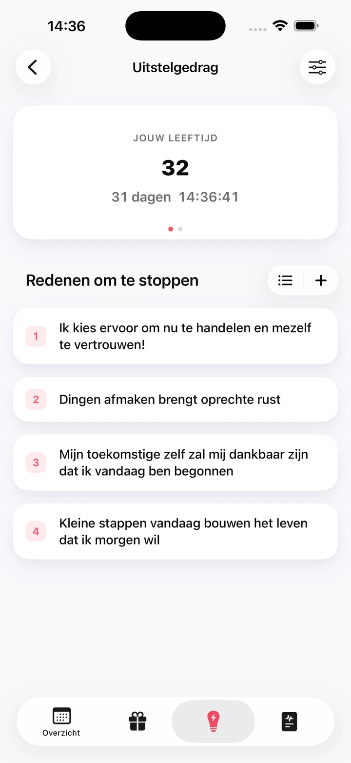 Persoonlijke redenen om te stoppen, onder een teller van uw leeftijd